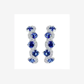 SAPPHIRE AND CRYSTALS HOOP EARRINGS