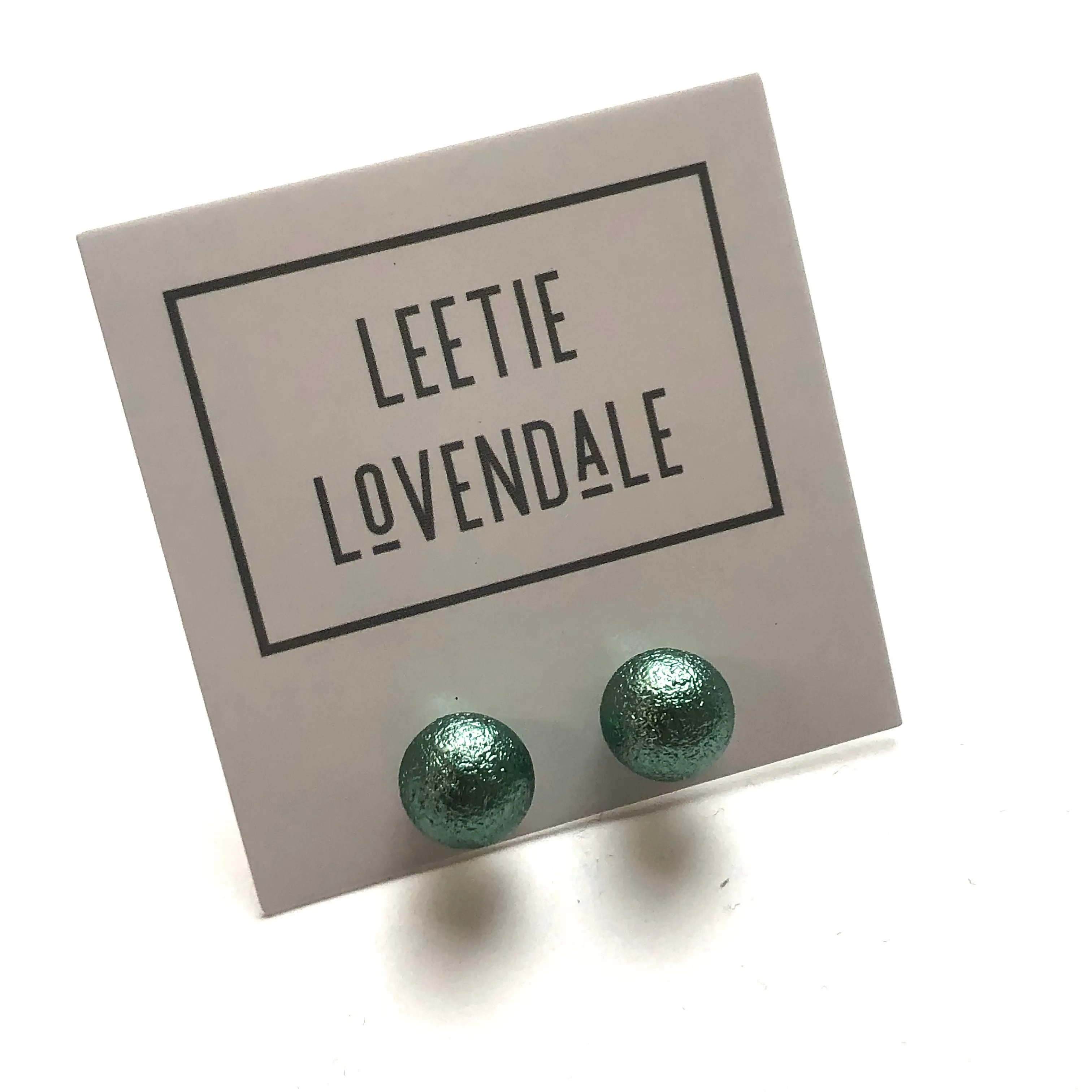 Sea Glass Green Pitted Lucite Small Ball Stud Earrings