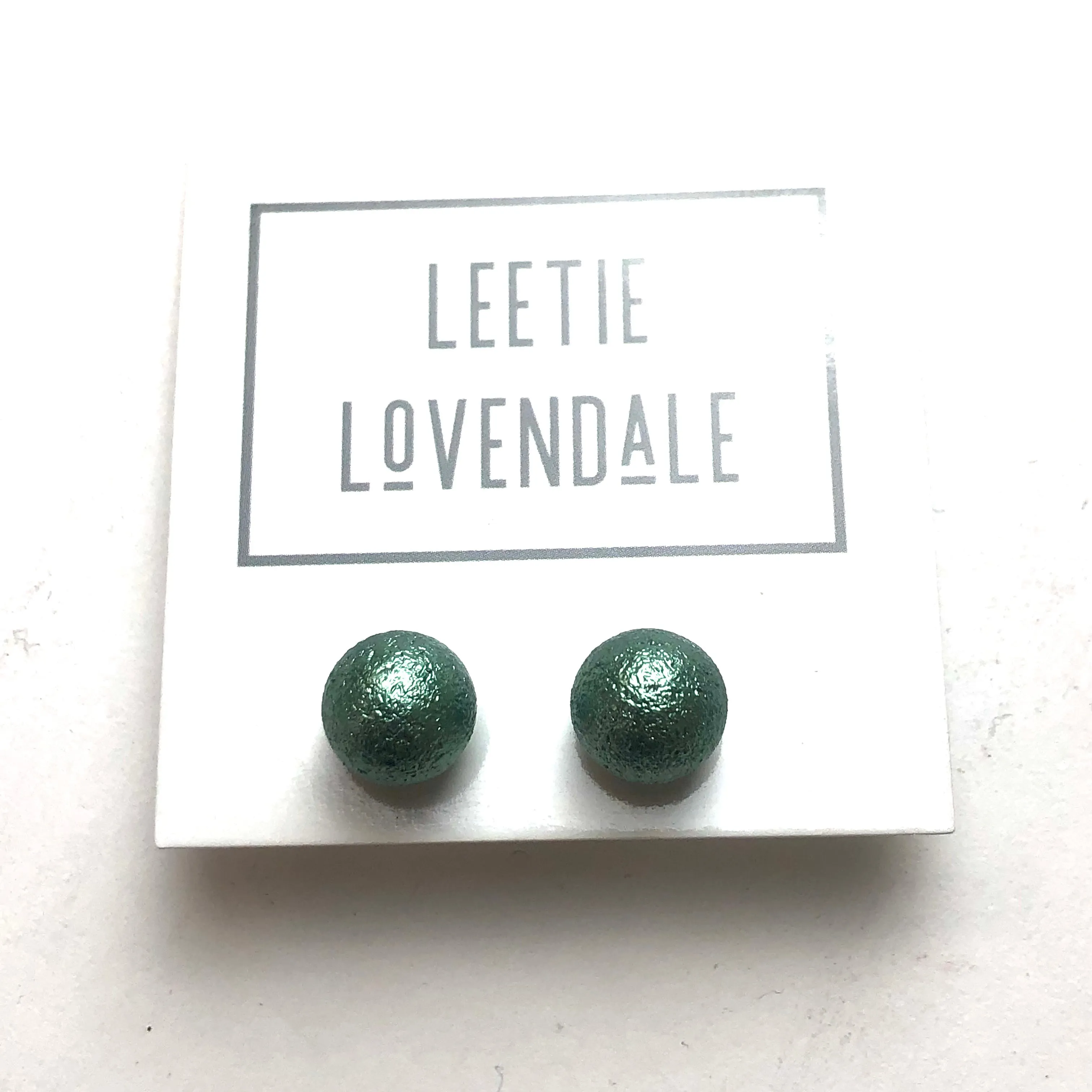 Sea Glass Green Pitted Lucite Small Ball Stud Earrings