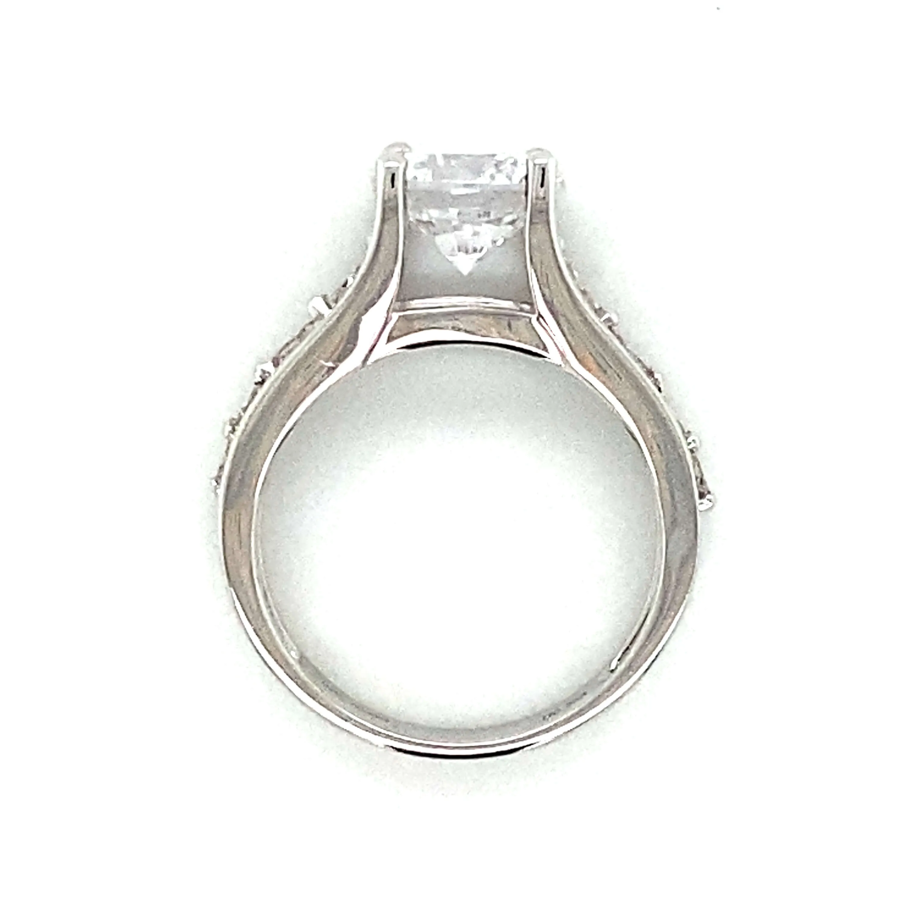 Side Stone Graduating Floating Set Engagement Ring in 18K White Gold