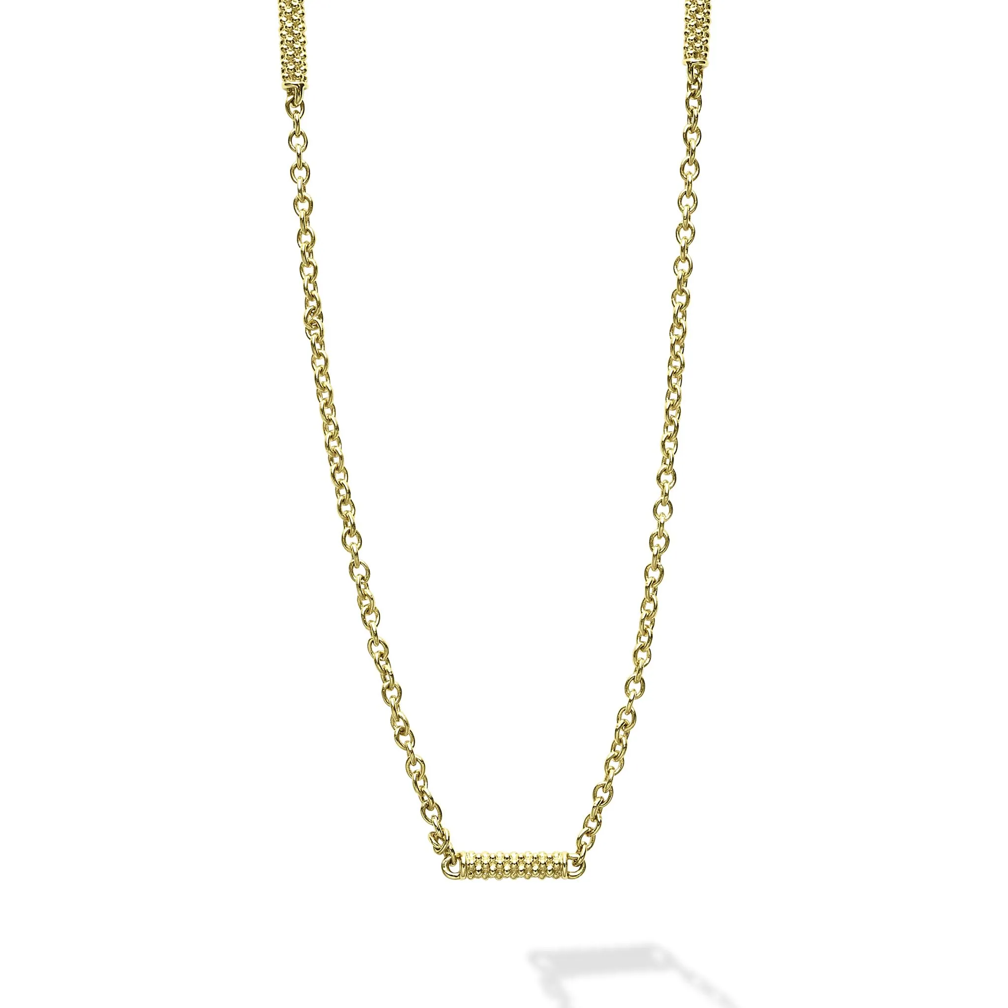 Signature Caviar 18K Gold Superfine Station Chain Necklace