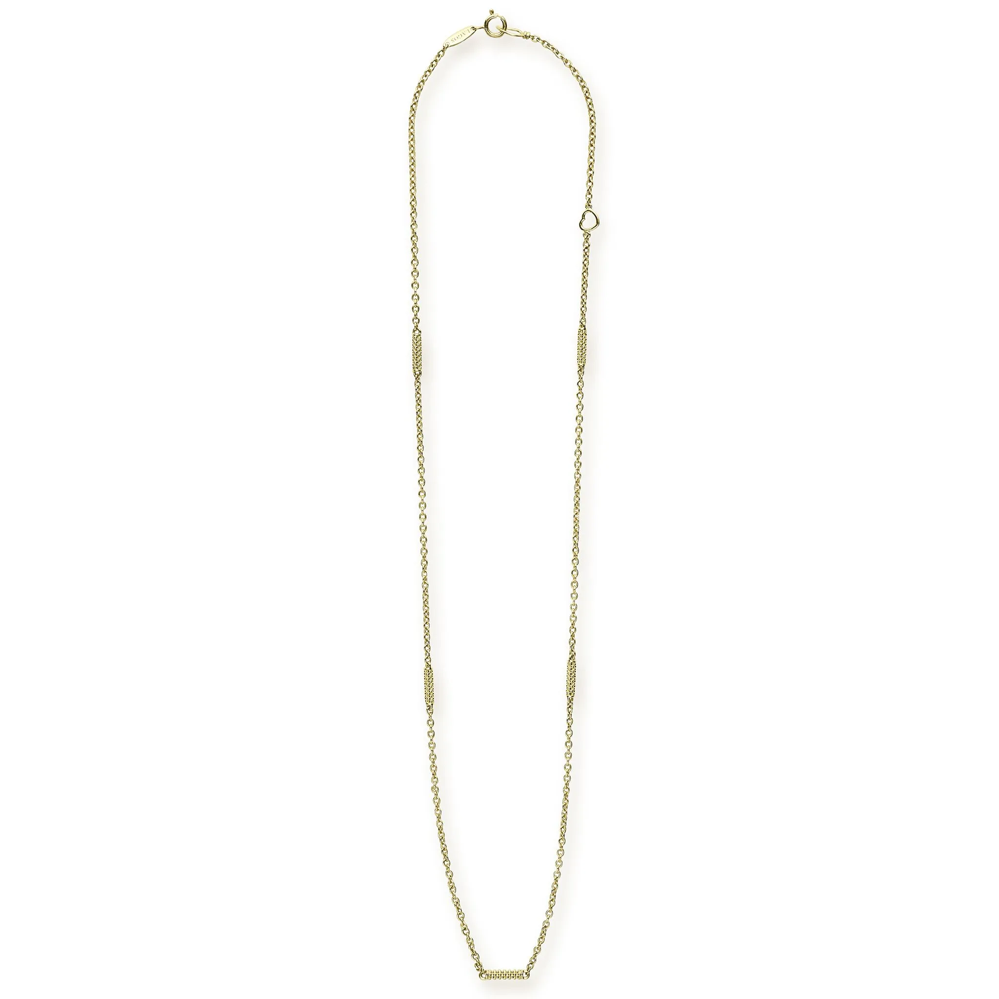 Signature Caviar 18K Gold Superfine Station Chain Necklace