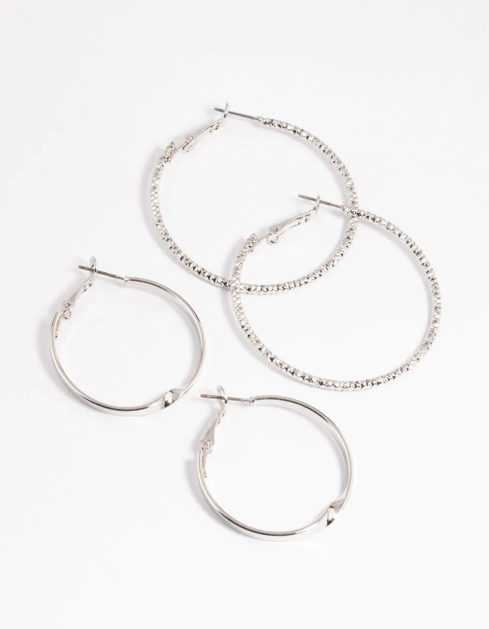 Silver Wide Hoop Earring Set