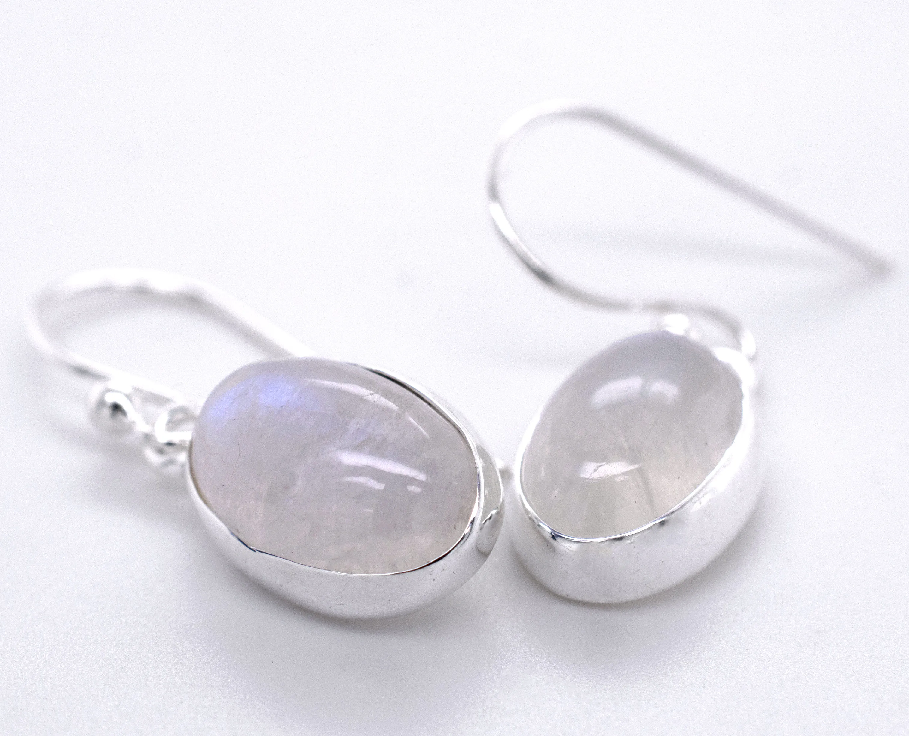 Simple Oval Moonstone Earrings