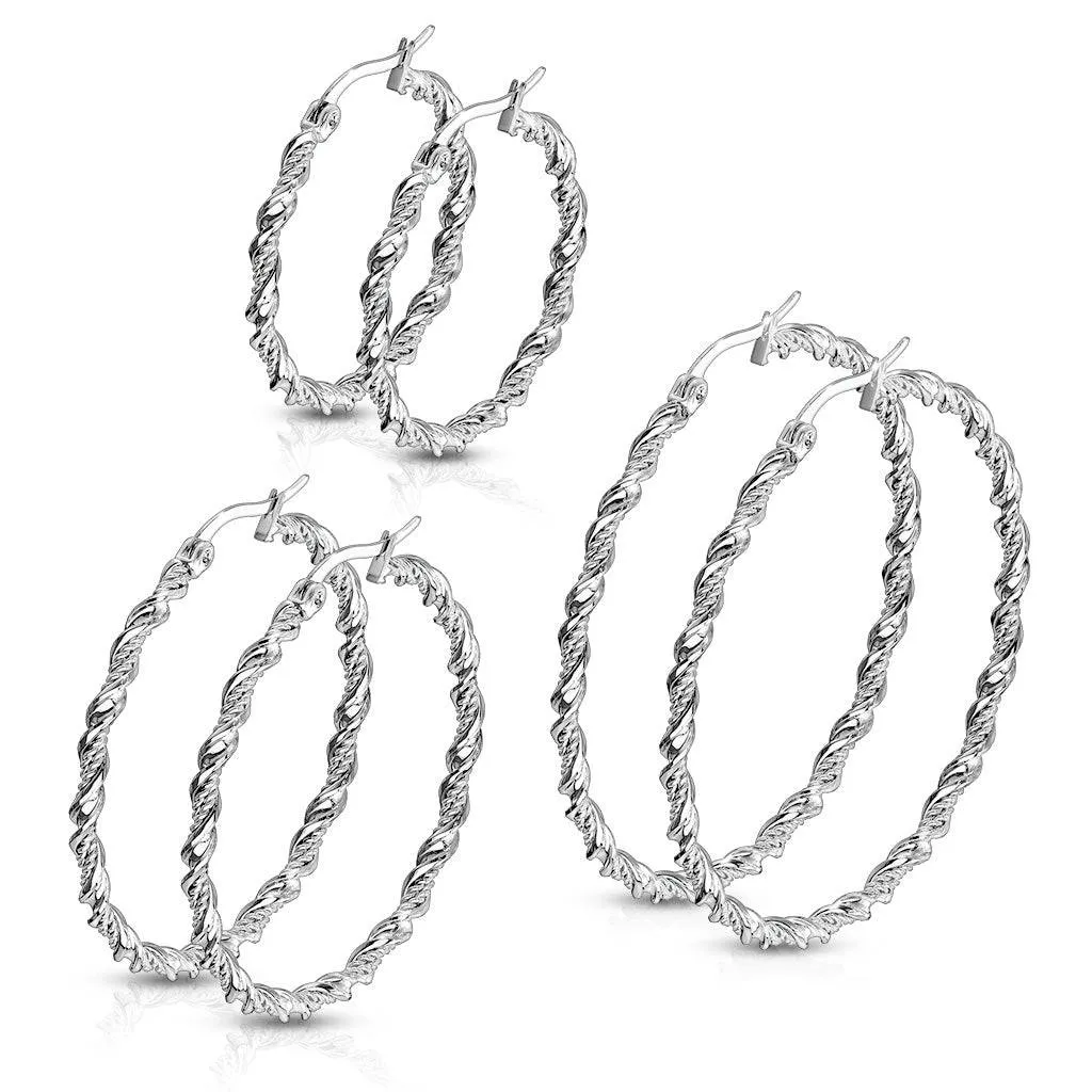 Stainless Steel Braided Hoop Earrings