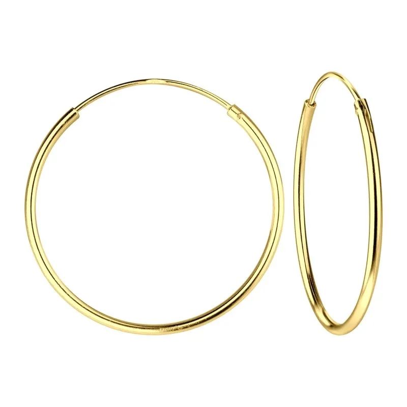 Sterling Silver 14kt Yellow Gold Plated 25mm Hoop Earrings