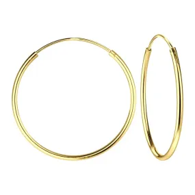 Sterling Silver 14kt Yellow Gold Plated 25mm Hoop Earrings