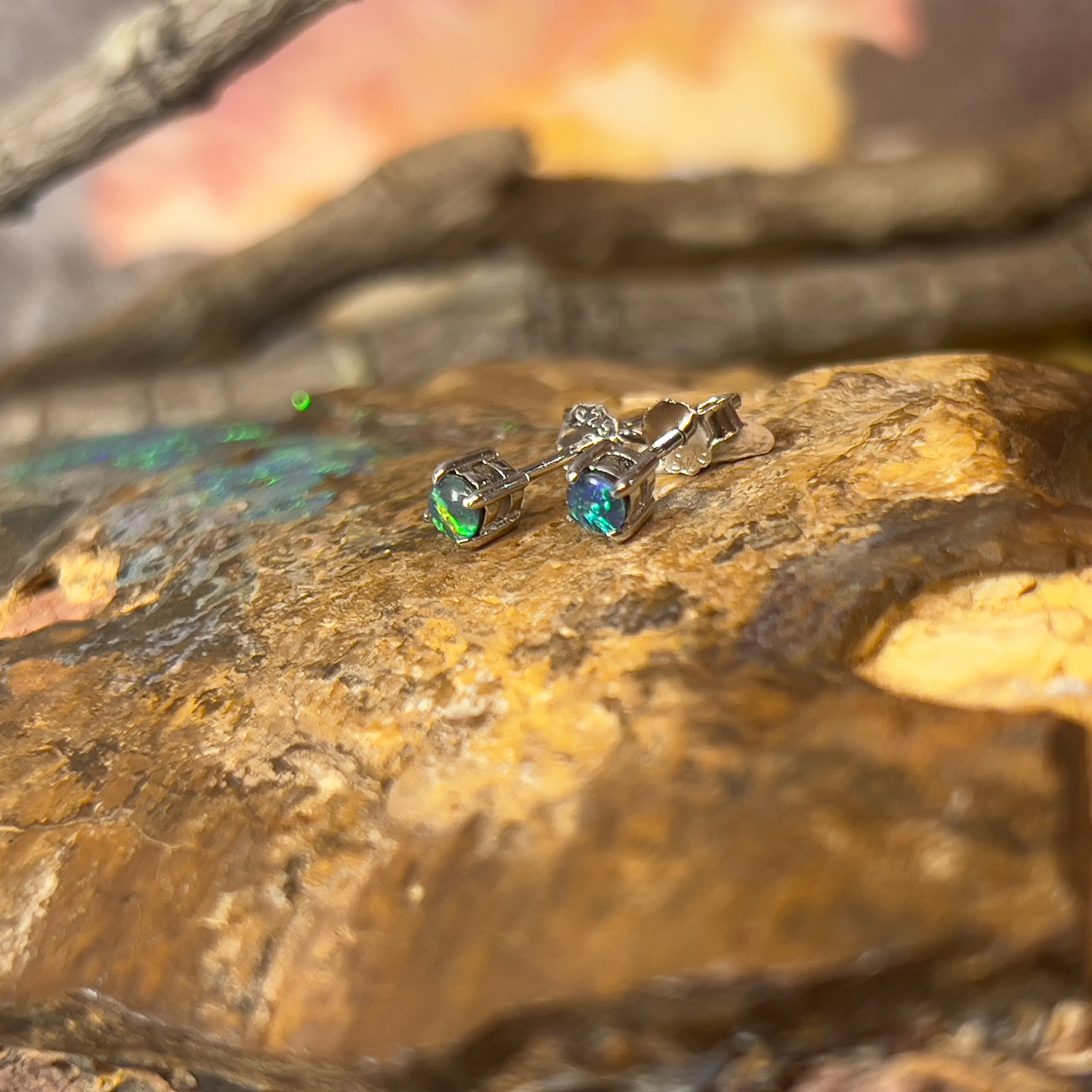 Sterling silver 3mm Opal triplet studs