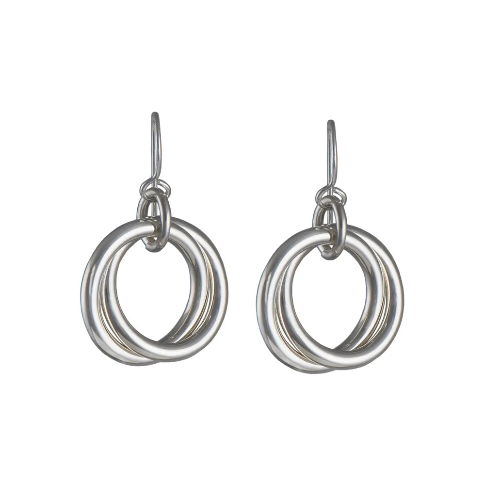 Sterling Silver Intertwined Rings Earrings