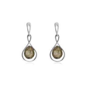 Sterling Silver Labradorite Twist Drop Stud Earrings