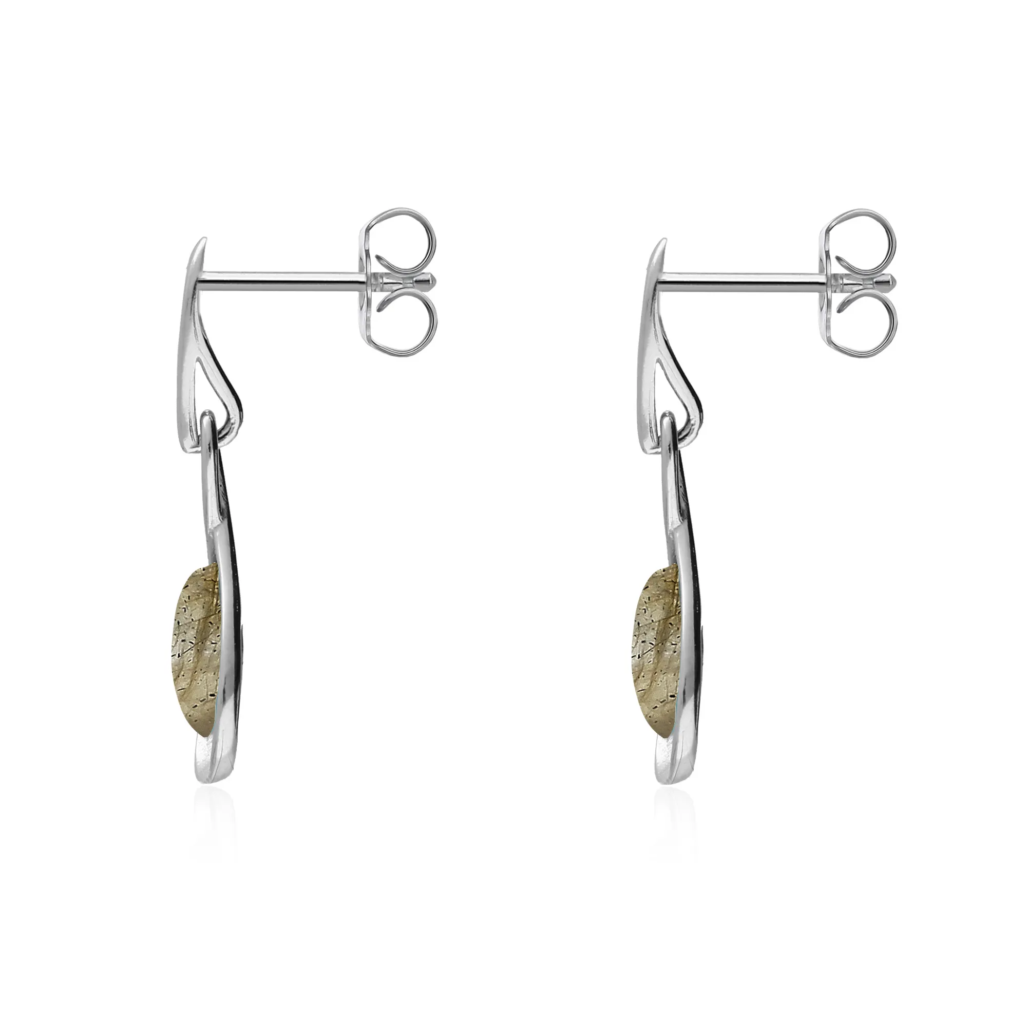 Sterling Silver Labradorite Twist Drop Stud Earrings