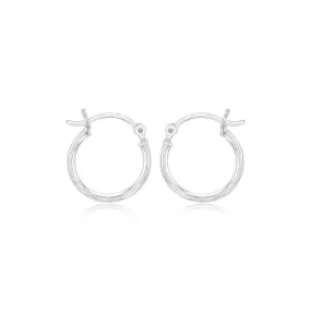 Sterling Silver Plain Round 15mm Hoop Earrings