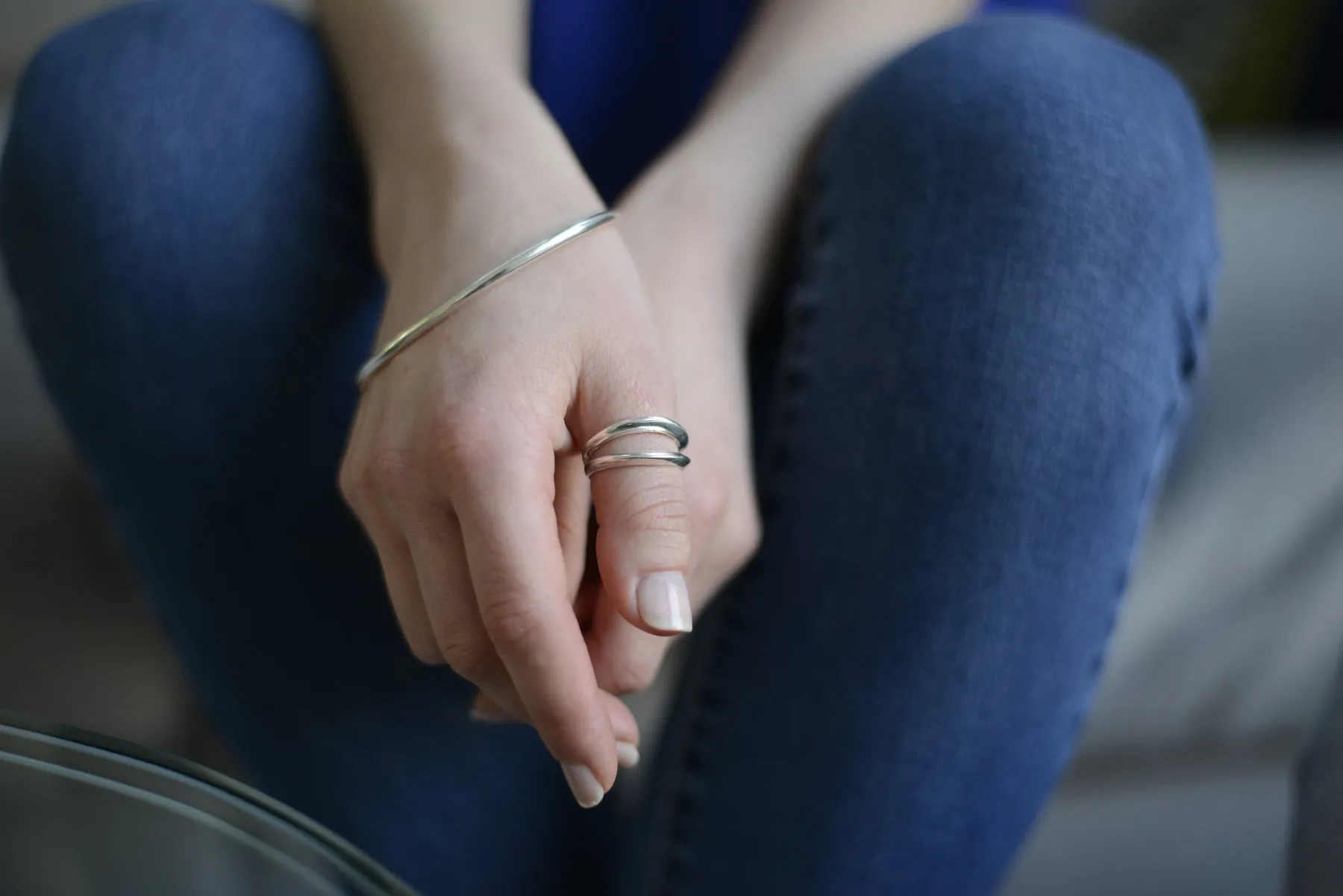 Sterling Silver Two Line Ring