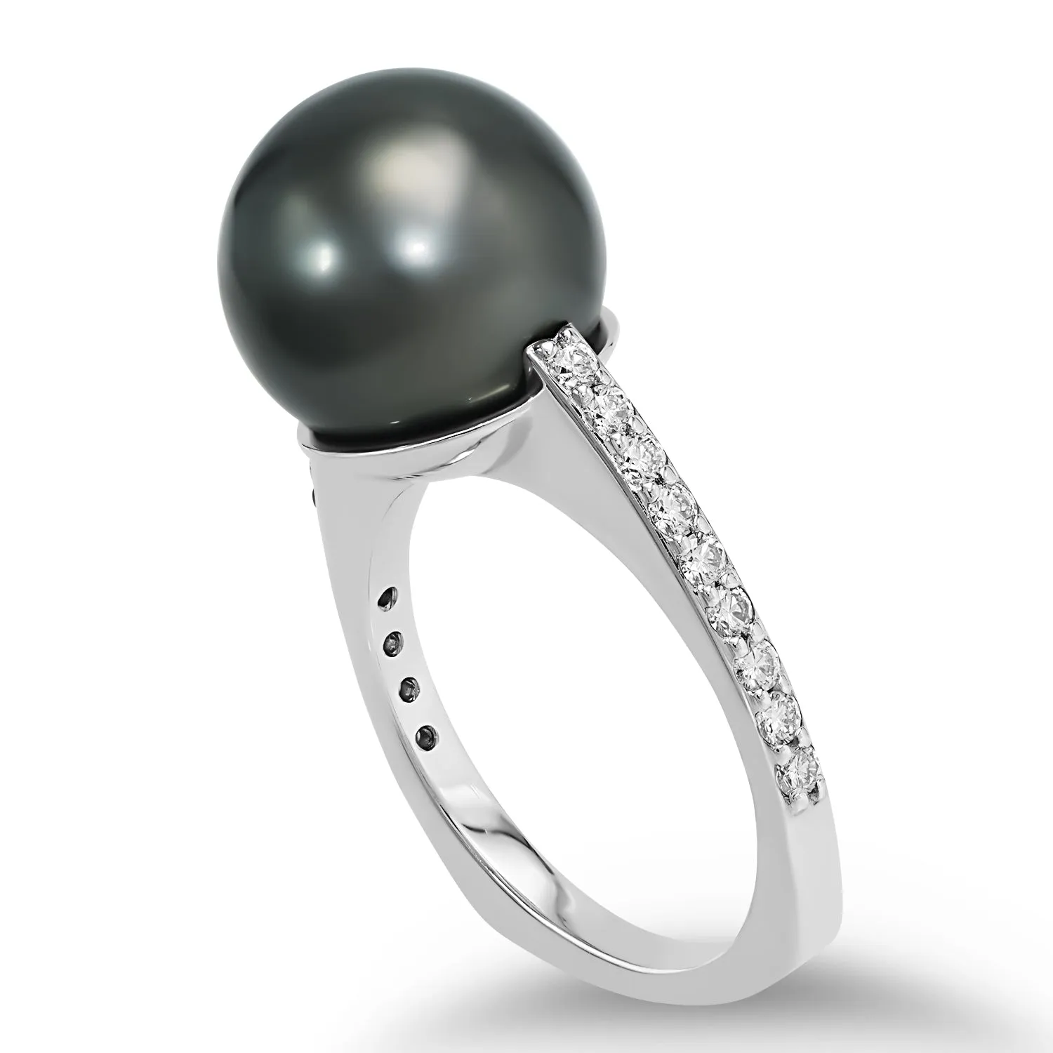 Tahitian Pearl and Diamonds Ring