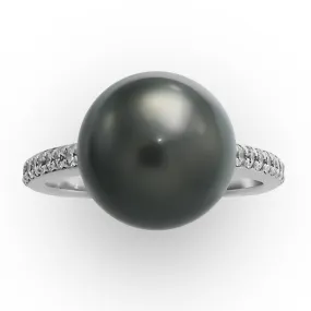 Tahitian Pearl and Diamonds Ring