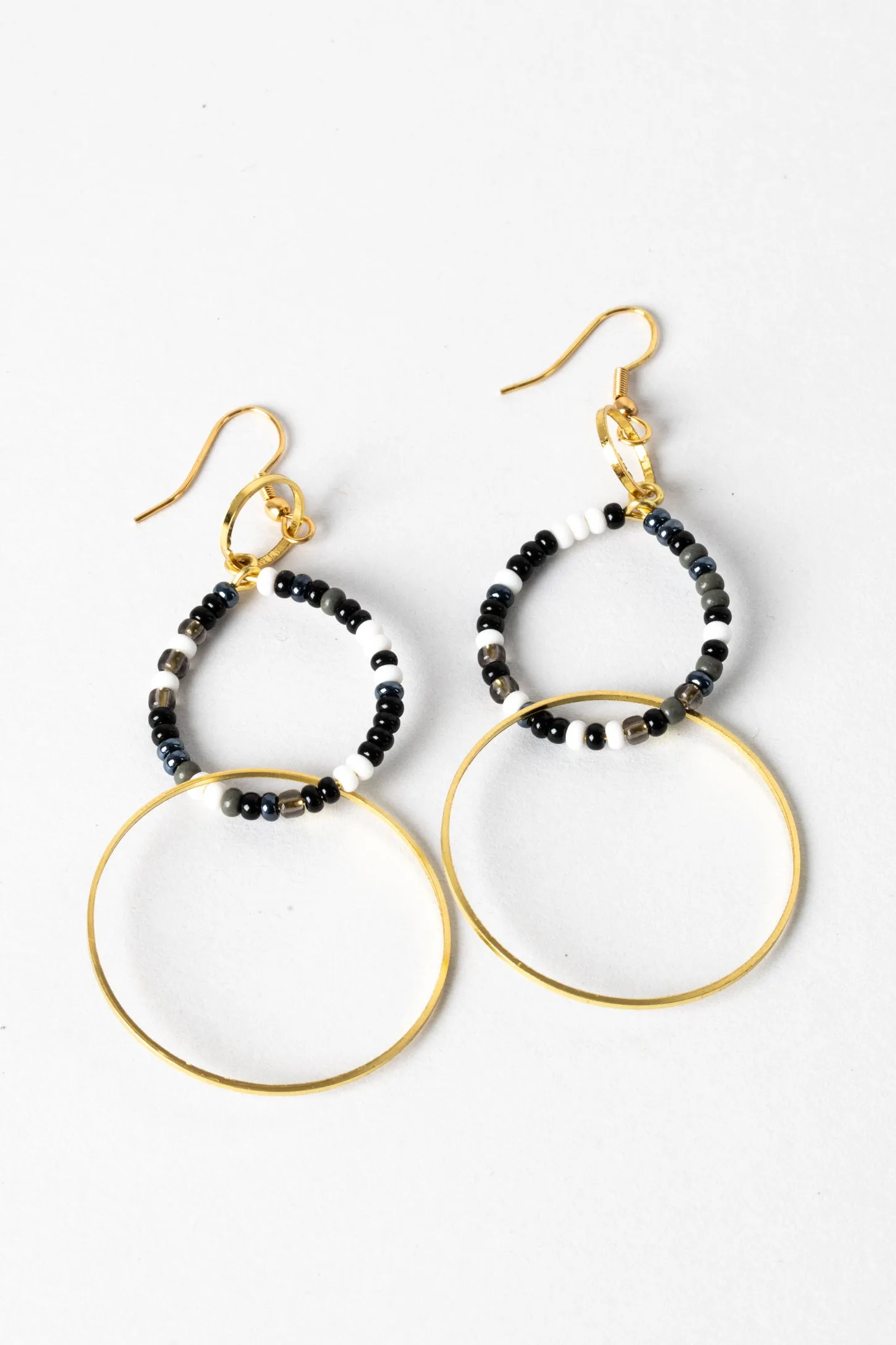 Three Ring Beaded Hoop Earrings