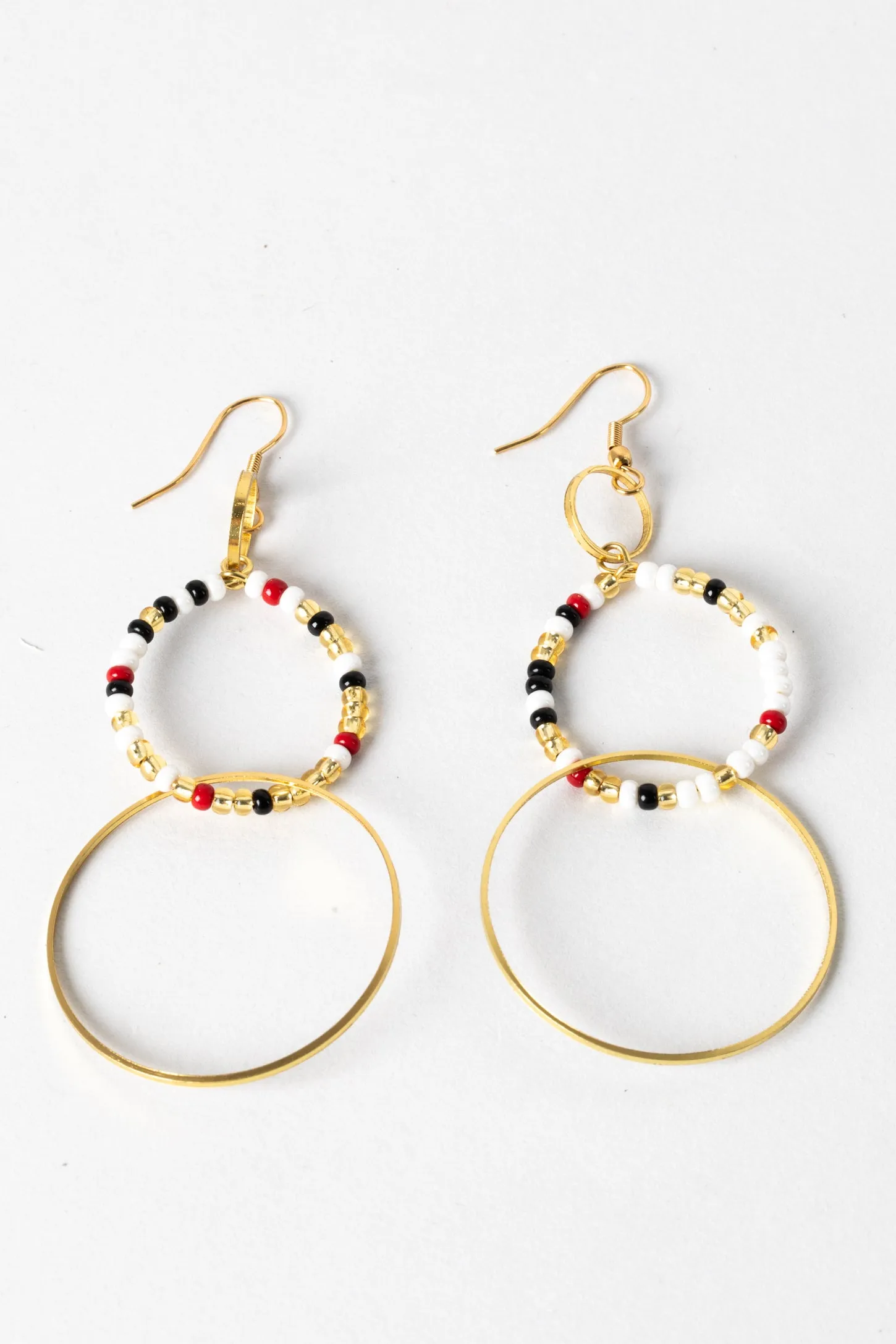 Three Ring Beaded Hoop Earrings