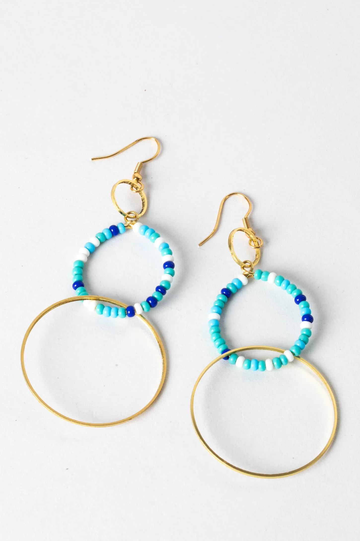 Three Ring Beaded Hoop Earrings