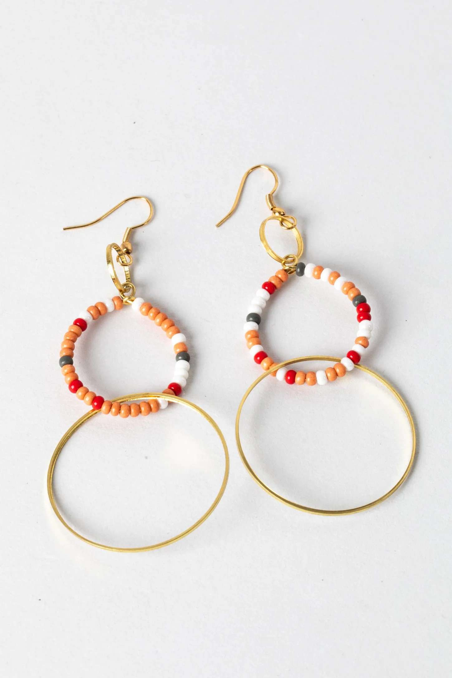 Three Ring Beaded Hoop Earrings