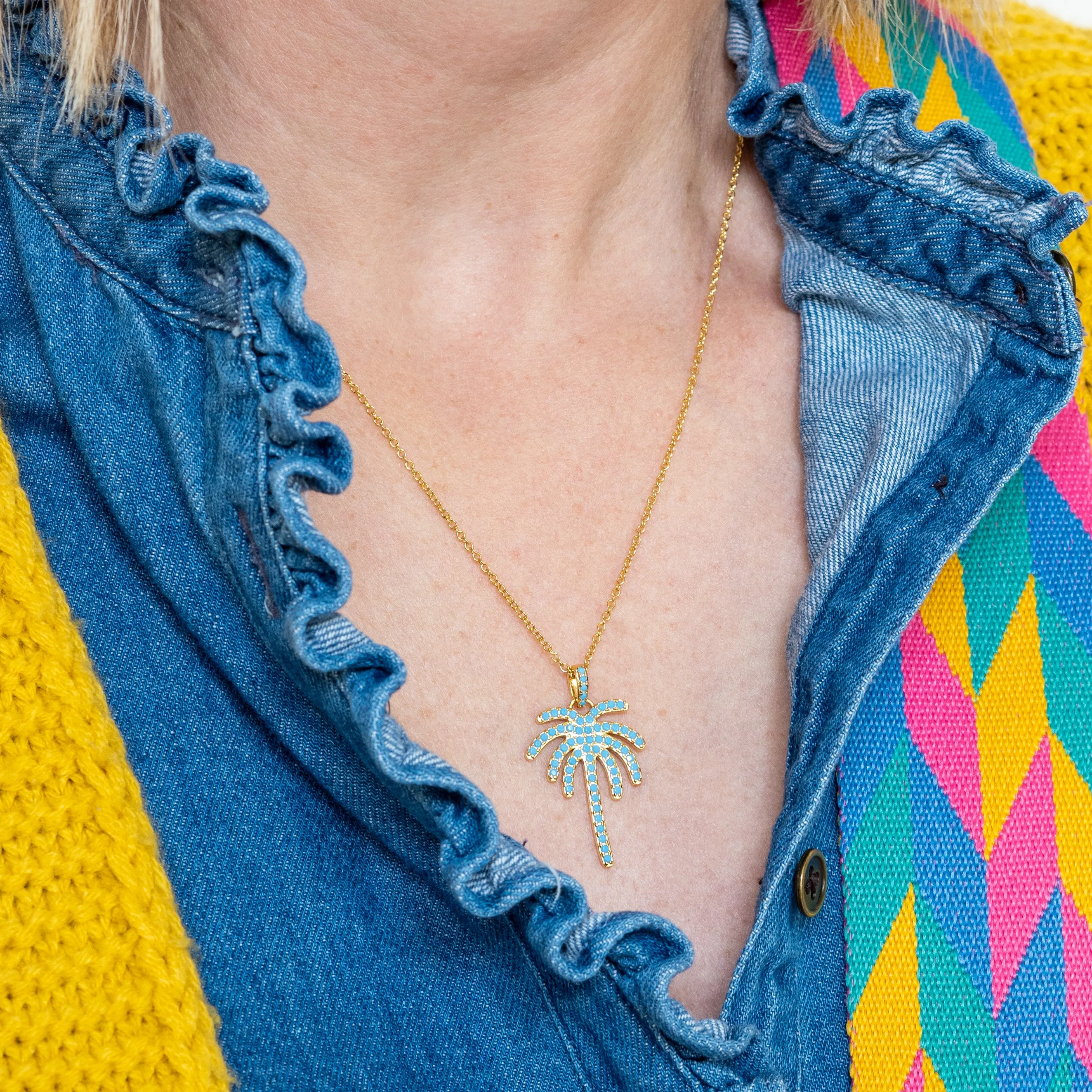 Turquoise Palm Tree Necklace