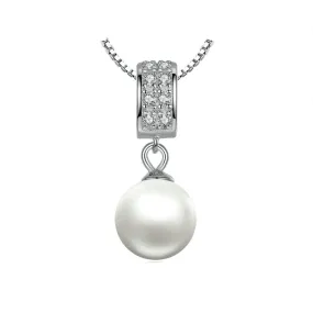 Womens Cubic Zirconia Pearl Necklace