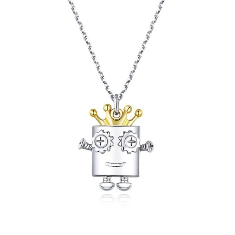 Womens Robot Love Pendant Necklace